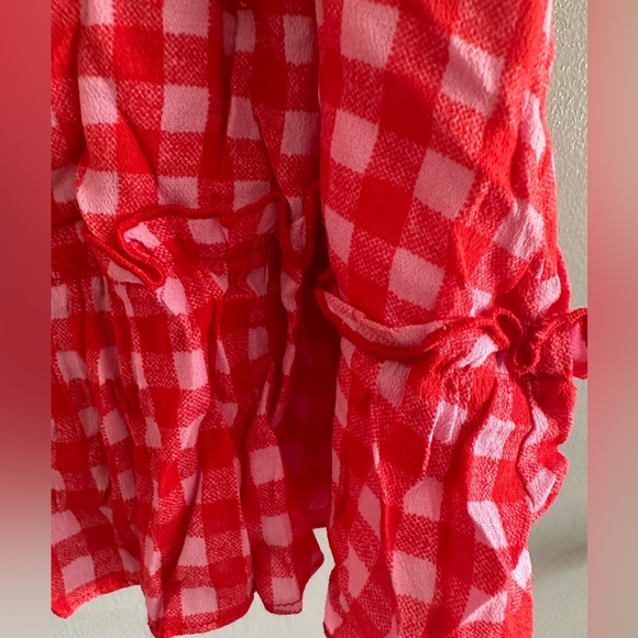 GB Gianni Bini Gingham pink/red  V neck sundress - Picture 6 of 8